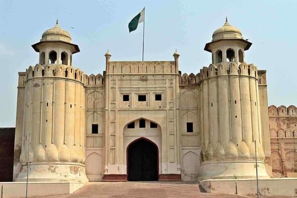 Alamgiri Gate Lahore Fort entrance with Pakistani Flag