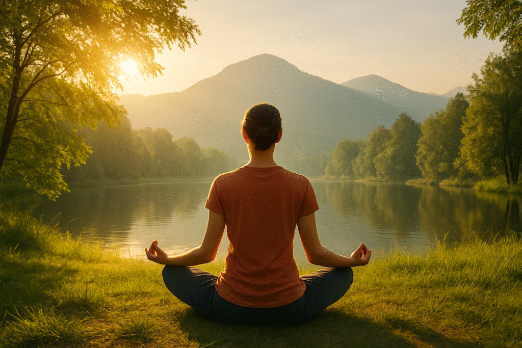 ChatGPT Image Oct 6 2025 04 51 17 PM A person meditating outdoors beside a calm lake